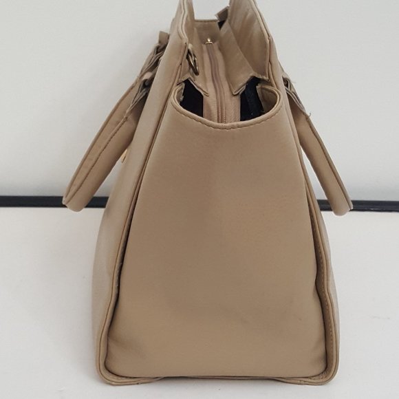 Women's MICHAEL KORS Large Luggage Beige Leather Satchel Bag Tote Handbag - Picture 4 of 16